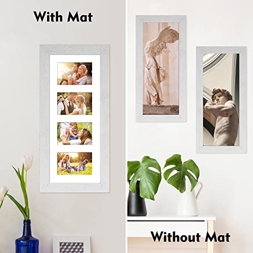 Gaevuian 8x20 Picture Frame Display 4 opening 4X6 Picture Frame Collage,Multi Photo Frame with Mat,Plexiglass,Wall or Tabletop Decor,Distressed White Wood Grain - Image 5