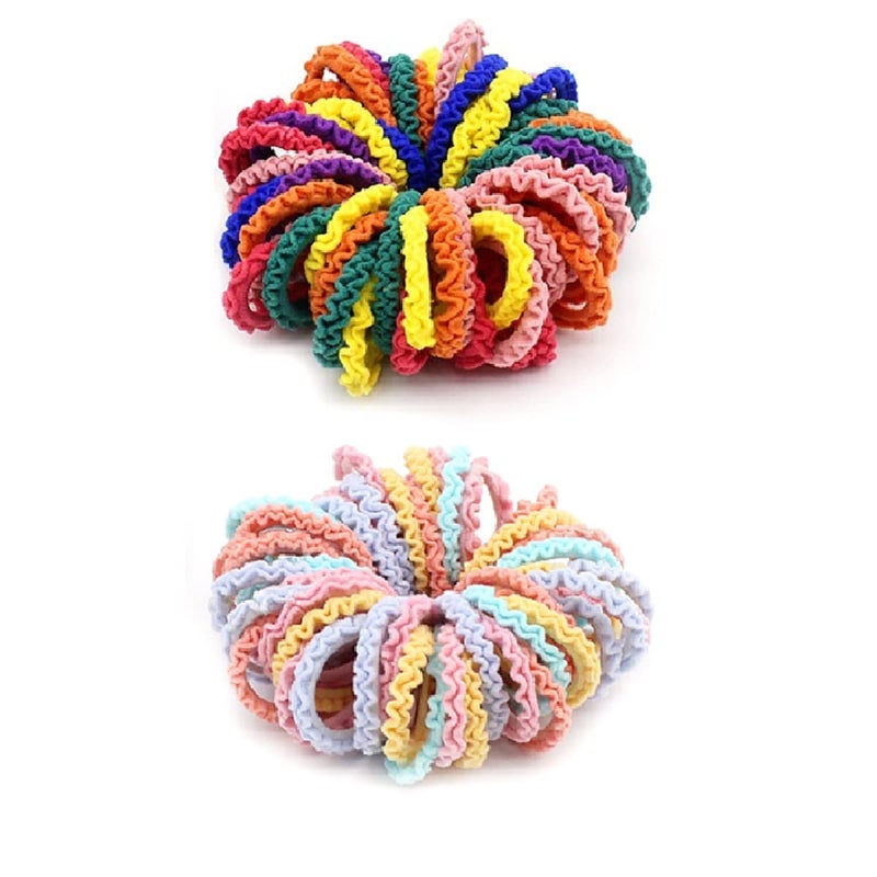 هوت & ساتيون 200 قطعة من ربطات شعر الأطفال من Hot&Sattion، ربطات شعر قطنية للأطفال الصغار للفتيات والأطفال، متعددة الألوان، أربطة شعر صغيرة بدون خياطة، حوامل ذيل حصان مرنة - Image 1