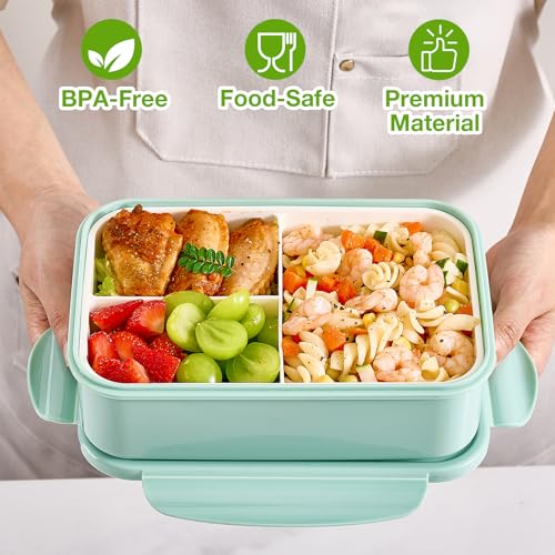 Mfacoy 3 Pack Bento Boxes for Adults/Kids, 1100 ML Bento Lunch Box With Spoon & Fork, Lunch Box Containers, Bento Box for Dining Out, Work, Picnic, BPA-Free, Microwave & Dishwasher Safe - Image 5