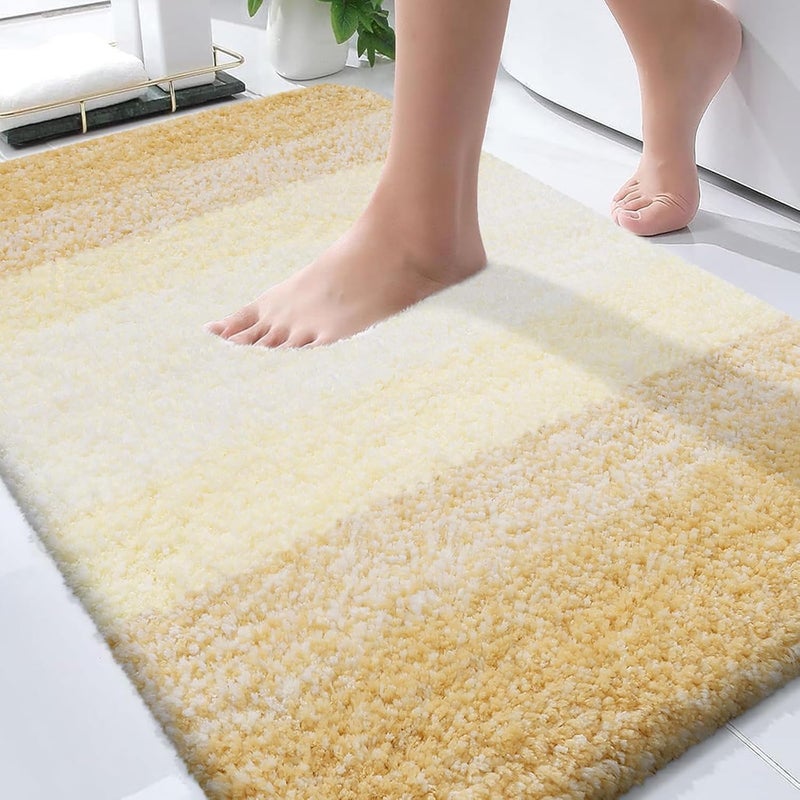 OLANLY Bathroom Rugs Mat 30x20, Extra Soft Absorbent Microfiber Bath Rugs, Rubber Backing, Quick Dry, Washable Bath Mats for Bathroom Floor, Tub and Shower, Home Decor Accessories, Light Yellow - Image 1