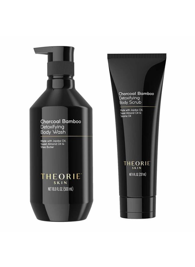 Theorie Charcoal Bamboo Detoxifying Body Wash - Moisturizing & Nourishing - Botanical Ingredients - Made with Jojoba Oil, Sweet Almond Oil and Shea Butter, Pump Bottle 500mL - Image 3
