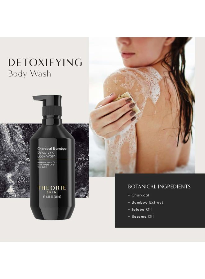 Theorie Charcoal Bamboo Detoxifying Body Wash - Moisturizing & Nourishing - Botanical Ingredients - Made with Jojoba Oil, Sweet Almond Oil and Shea Butter, Pump Bottle 500mL - Image 5