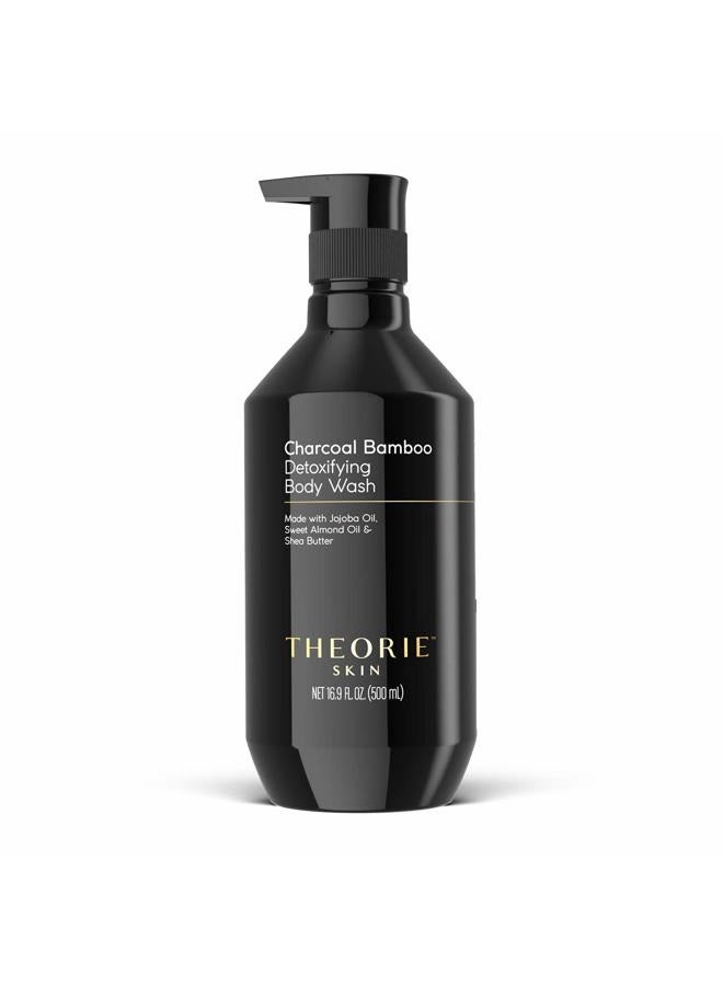 Theorie Charcoal Bamboo Detoxifying Body Wash - Moisturizing & Nourishing - Botanical Ingredients - Made with Jojoba Oil, Sweet Almond Oil and Shea Butter, Pump Bottle 500mL - Image 1