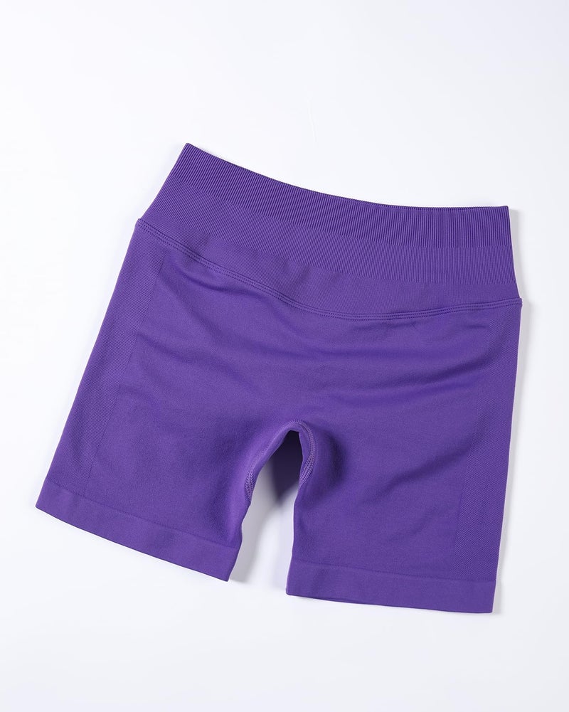 AUROLA Influence Collection Workout Shorts for Women,No Roll Up Squat Proof New Scrunch Seamless Compression Gym Short, Dark Purple, M - Image 3