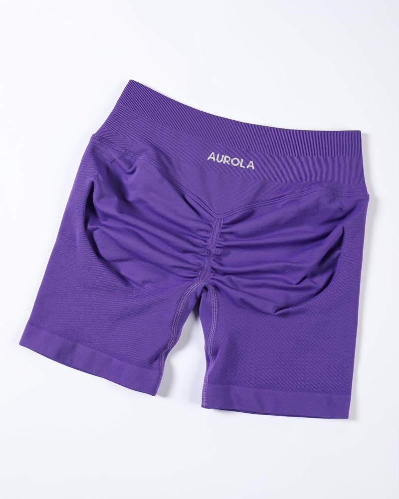 AUROLA Influence Collection Workout Shorts for Women,No Roll Up Squat Proof New Scrunch Seamless Compression Gym Short, Dark Purple, M - Image 4