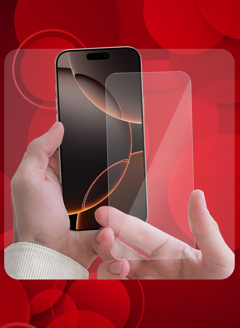 CATANES (لـ iPhone 16 Pro) 2 عبوات واقي شاشة زجاجي مقسى فائق الوضوح مقاوم للخدوش سهل التركيب / شفاف - Image 2