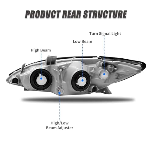 ADCARLIGHTS Headlight Assembly for 2002 2003 2004 Toyota Camry Chrome Housing with Amber Reflector Left and Right (Only Fits LE/XLE, Not Fits SE) - Image 5