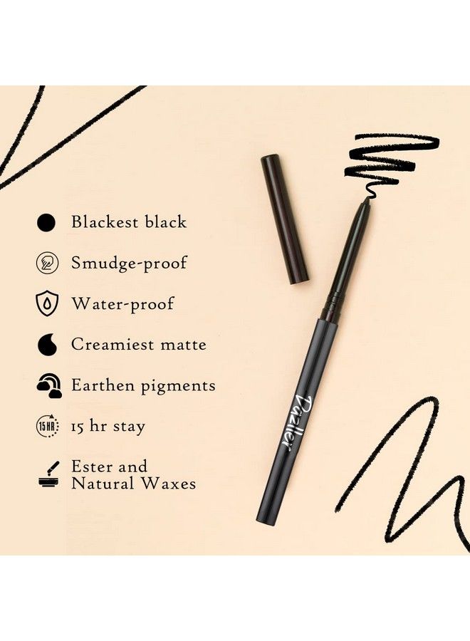 DAZLLER College Makeup Essentials 3: Kreamy Kajal 0.35G + Mascara 4.1G + Eyeliner Pencil 1.5G Lightweight Matte Black Smudgeproof Waterresistant Earthen Pigments Smooth Gliding - Image 4