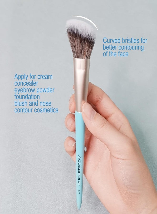 ACOSBRUOP Angled Blush Brush, Face Makeup brushes, beauty tool, for Blushes Loose Powders and Pressed Bronzers Blend, Blue - Image 4