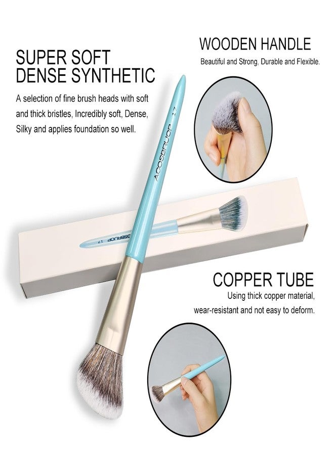 ACOSBRUOP Angled Blush Brush, Face Makeup brushes, beauty tool, for Blushes Loose Powders and Pressed Bronzers Blend, Blue - Image 2