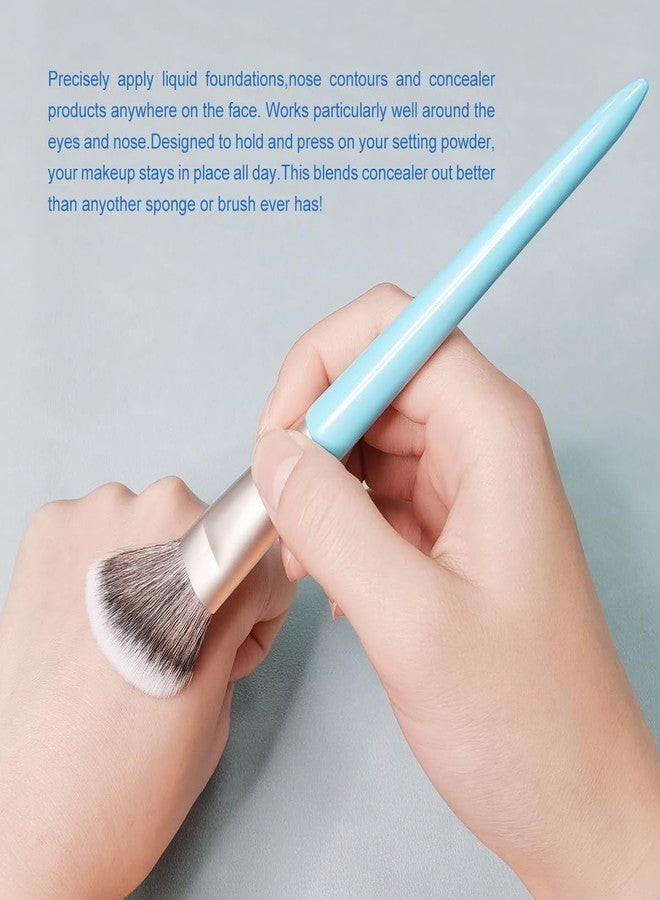 ACOSBRUOP Angled Blush Brush, Face Makeup brushes, beauty tool, for Blushes Loose Powders and Pressed Bronzers Blend, Blue - Image 3
