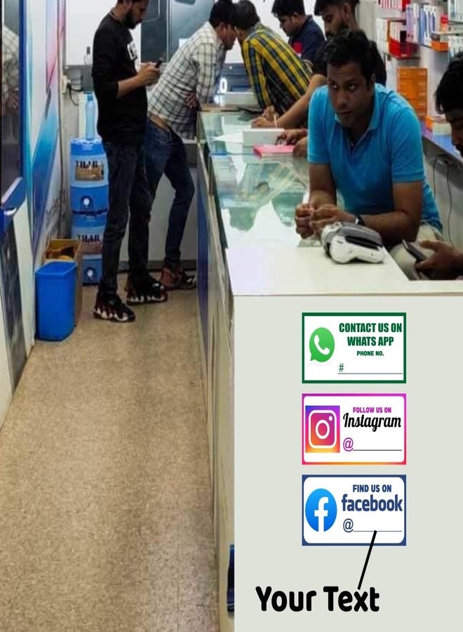 لوحات إعلانية من أوردرشوك لأسماء مستخدمي وسائل التواصل الاجتماعي (واتساب، إنستغرام، فيسبوك) - لوحة شمسية للمكاتب والمتاجر والمطاعم - 8×4 بوصة - 3 قطع - Image 3