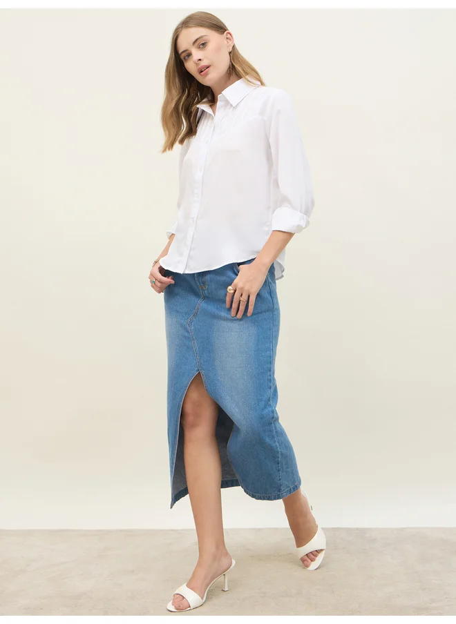 Styli Styli Regular Fit Spread Collar Shirt with Pintuck Detail