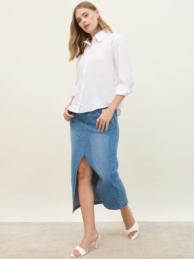 Styli Styli Regular Fit Spread Collar Shirt with Pintuck Detail  - Image 1