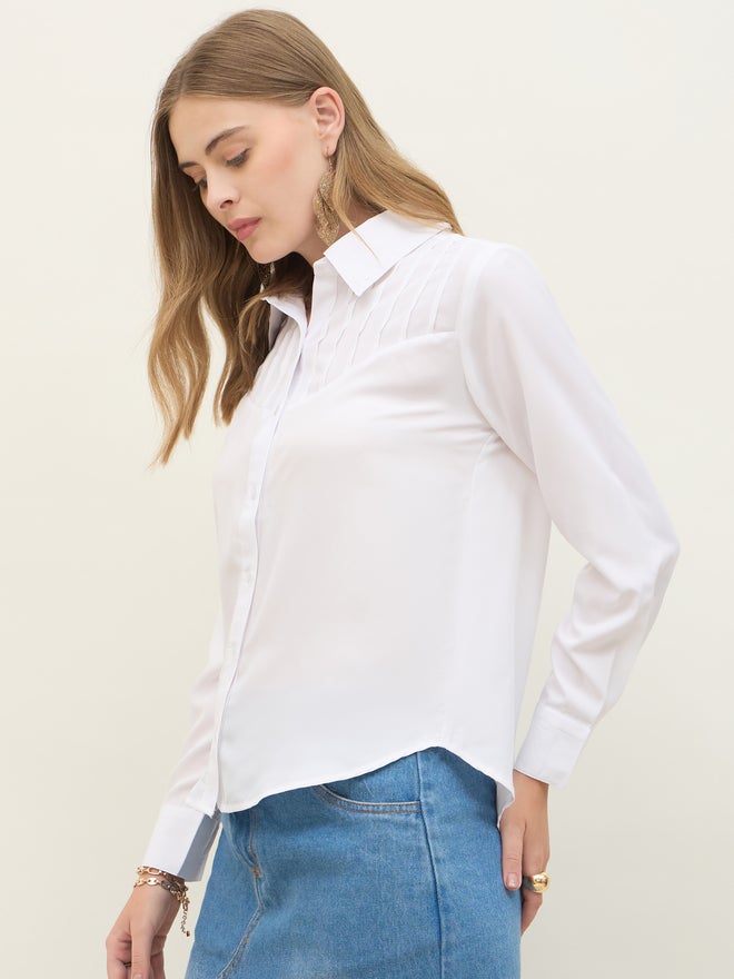 Styli Styli Regular Fit Spread Collar Shirt with Pintuck Detail  - Image 3
