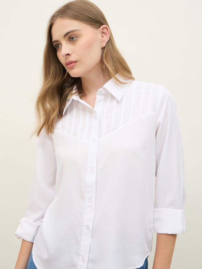 Styli Styli Regular Fit Spread Collar Shirt with Pintuck Detail  - Image 4
