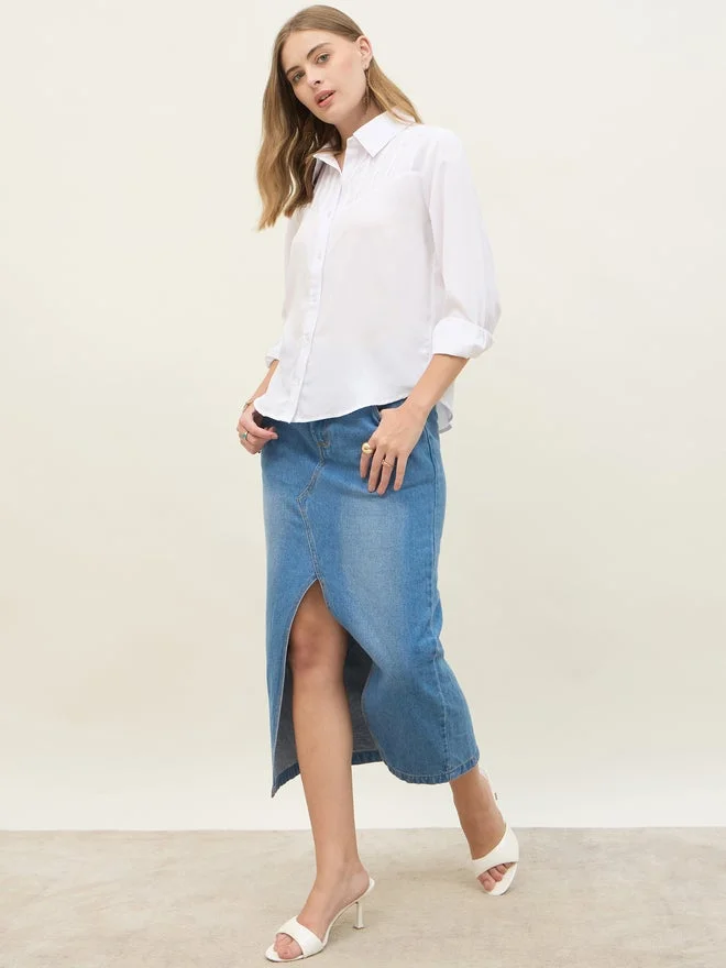 Styli Regular Fit Spread Collar Shirt With Pintuck Detail