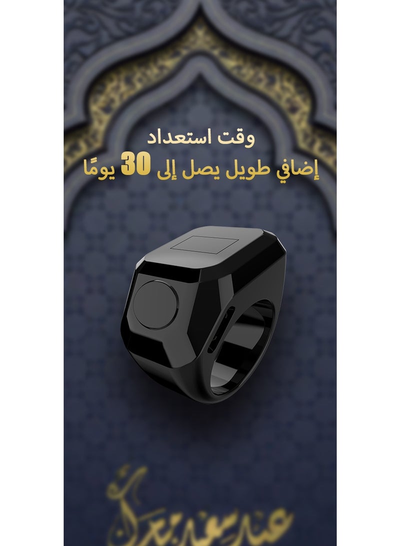BSTWSH Smart Tasbih Zikr Ring Muslim Prayer Prayer timing reminder OLED display Tasbih Counter Smart Ring Wearable Technology Waterproof Black 20mm - Image 3