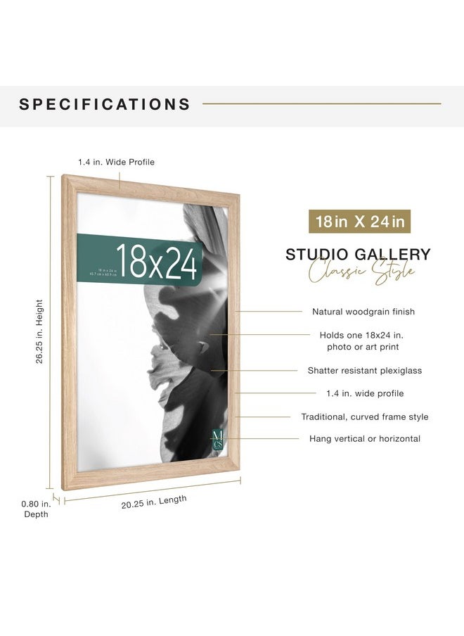 MCS MCS Studio Gallery Classic 18x24 Poster Frame Natural Woodgrain, Vertical & Horizontal Wall Hanging Large Picture Frame for Photos, Posters & Art Prints (1-Pack)  - Image 3