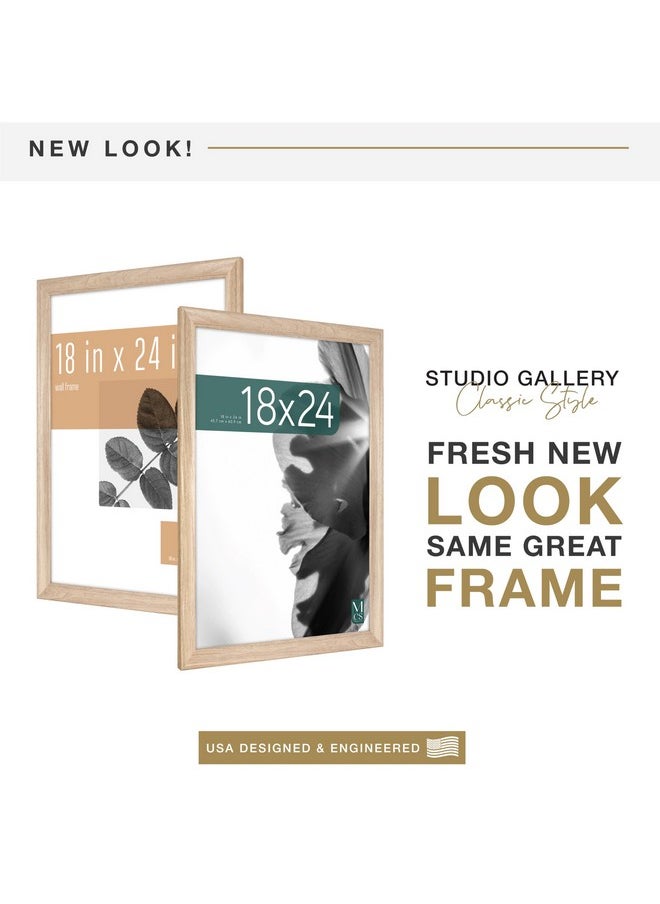 MCS MCS Studio Gallery Classic 18x24 Poster Frame Natural Woodgrain, Vertical & Horizontal Wall Hanging Large Picture Frame for Photos, Posters & Art Prints (1-Pack)  - Image 1