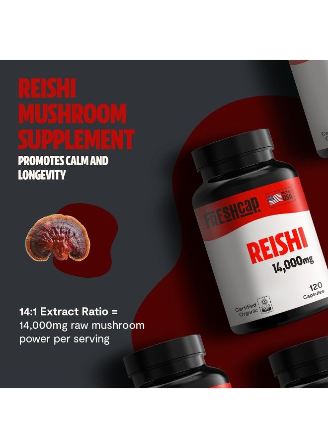FreshCap Mushrooms Organic Reishi Capsules, 120 Count, 60 Day Supply - Image 3