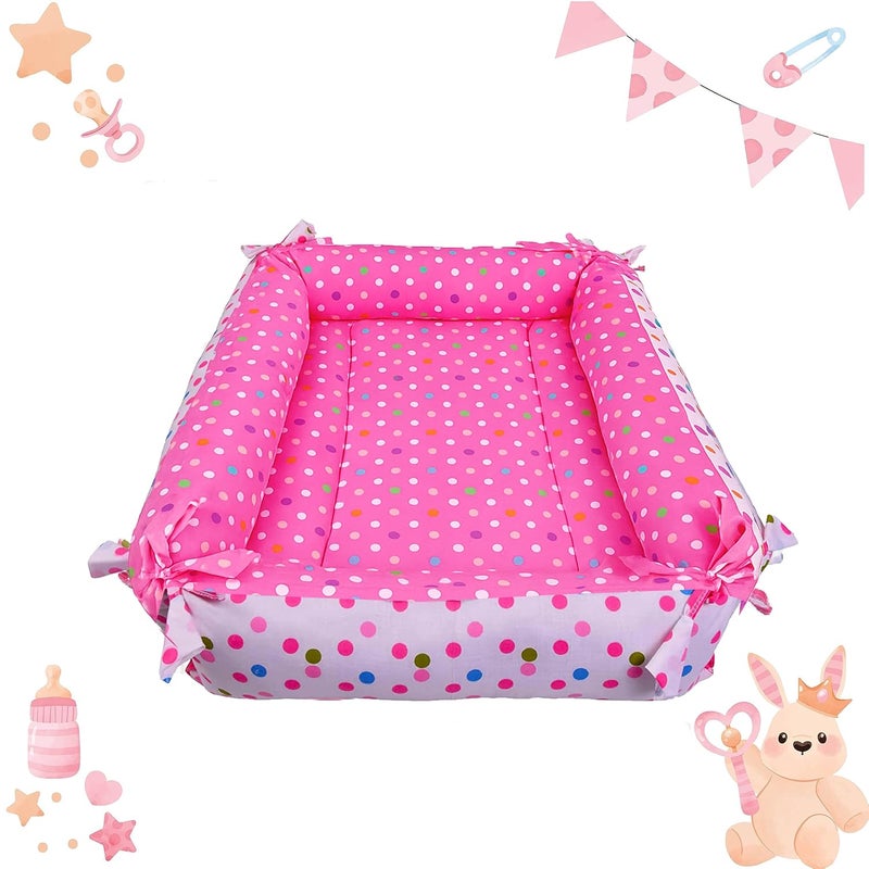 Toddylon Flat Bed Baby Bed Bedding Set for New Born Baby | Bed Mattress | Mosquito Net | Neck | | Cotton | Travel Bed | Essentials | Toddlers | Infants | Baby Boy Girl (0-12 Months) Pink - Image 4