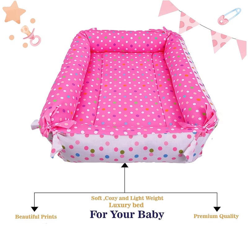 Toddylon Flat Bed Baby Bed Bedding Set for New Born Baby | Bed Mattress | Mosquito Net | Neck | | Cotton | Travel Bed | Essentials | Toddlers | Infants | Baby Boy Girl (0-12 Months) Pink - Image 5
