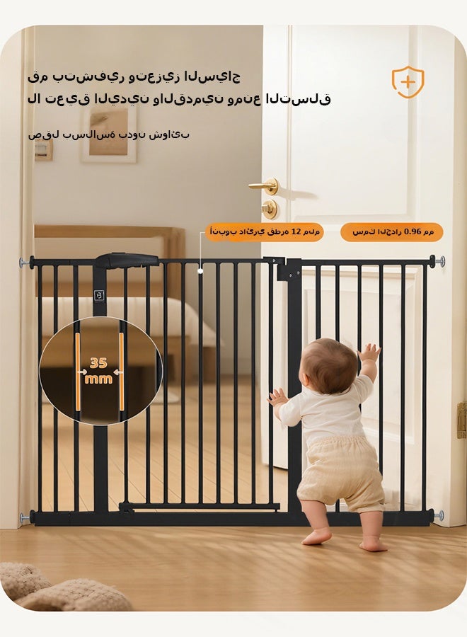 Beauenty Auto Close Safety Baby Gate, Extra Wide Child Gate, No-Drill Baby gate,Maximum Suitable For 117 cm, Including 10cm, 20cm Extension Rack, Easy Walk Thru Durability Dog Gate for Stairs, Doorways（Black） ﻿ ﻿ - Image 4