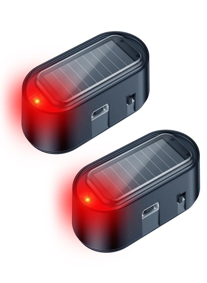 ELECTOP Car Solar Power Simulated Dummy Alarm, Anti-Theft LED Flashing Security, Automotive Warning Safety Light with USB Charging Port, 2PCS (Red) - Image 1