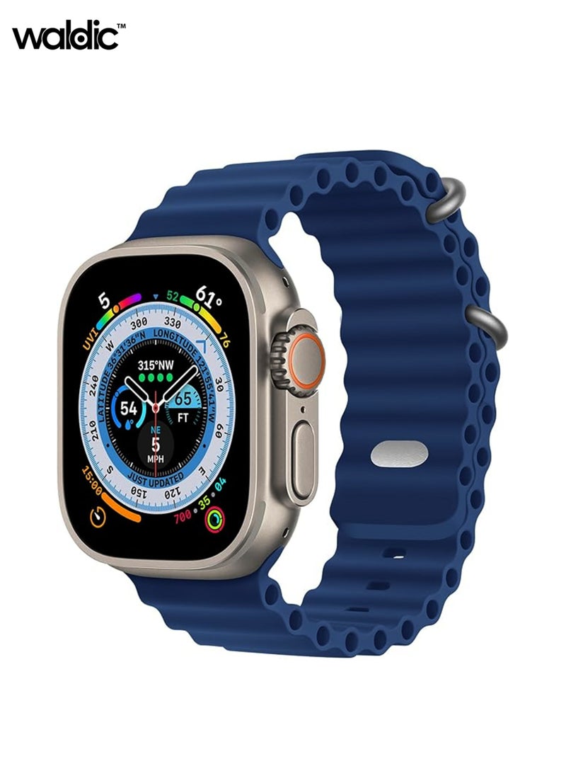 Waldic - Apple Watch Series 10 9 8 7 6 5 4 3 2 1 SE, Silicone Band Soft Silicone Waterproof Strap Wristbands Compatible with iWatch Apple Watch Series Ultra 49mm 46mm 45mm 44mm 42mm - Dark Blue - Image 1