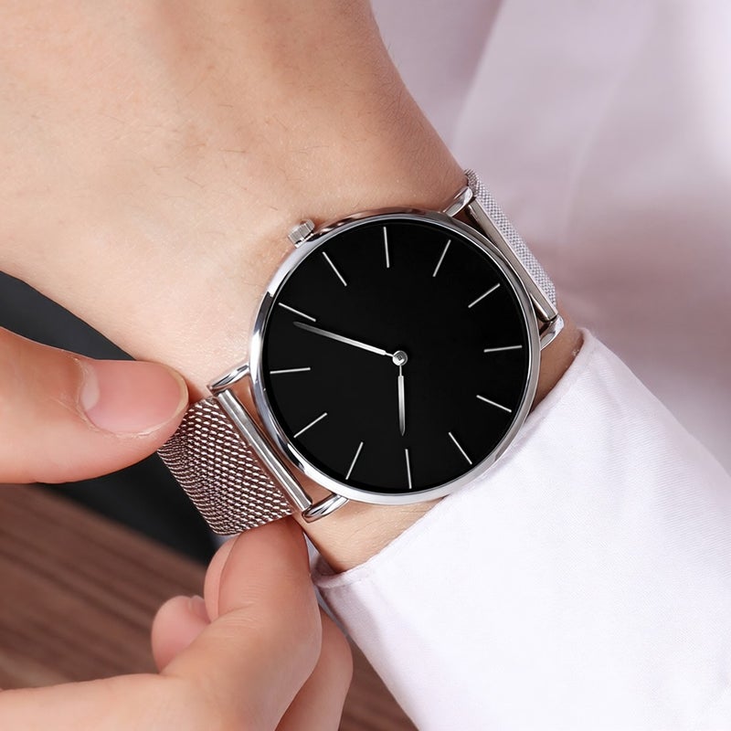 Men's Watches Luxury Quartz Wristwatch Men Business Casual Watch Fashion Braided Stainless Steel Watch Band Waterproof Watch for Men - Image 4