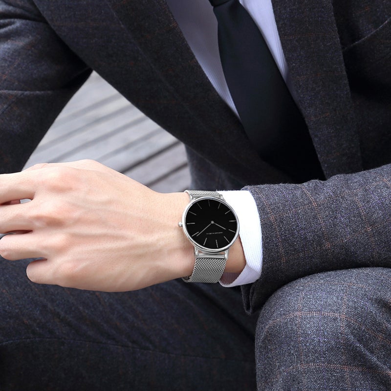 Men's Watches Luxury Quartz Wristwatch Men Business Casual Watch Fashion Braided Stainless Steel Watch Band Waterproof Watch for Men - Image 3