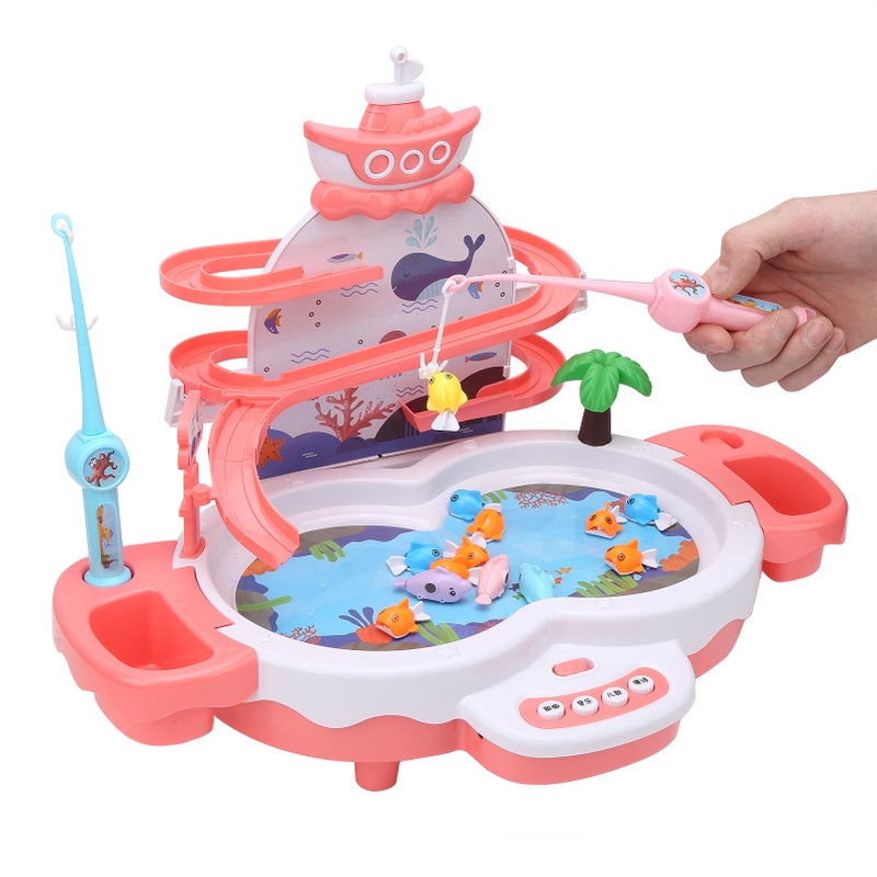 Magnetic Fishing Toy Set Pink: 2 Fishing Ways, Rotating Magnetic Fish - Safe Burr-Free Surface, Hand Eye Coordination Development for Kids Play & Educational Use - Image 4