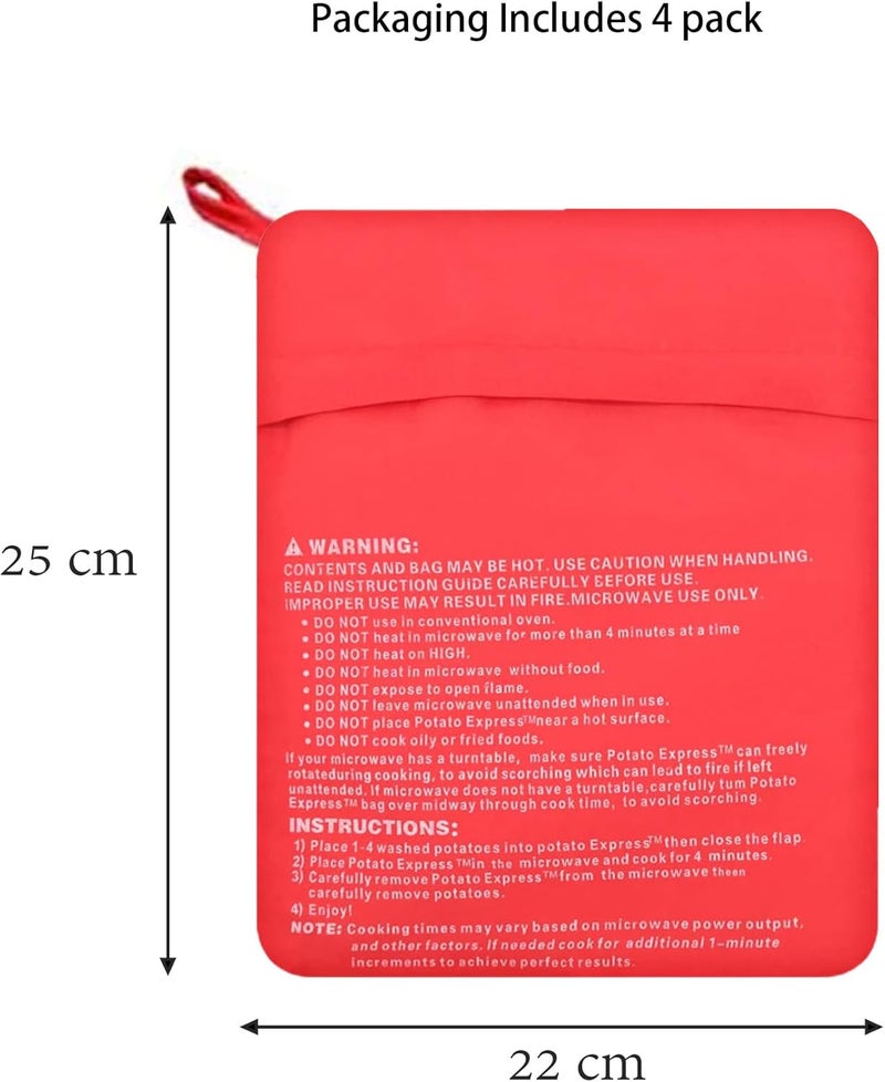 ATB حقيبة بطاطس مخبوزة في الميكروويف - 4 عبوات قابلة لإعادة الاستخدام لطهي البطاطس المثالية في 4 دقائق - أداة مطبخ سريعة وسهلة - Image 2