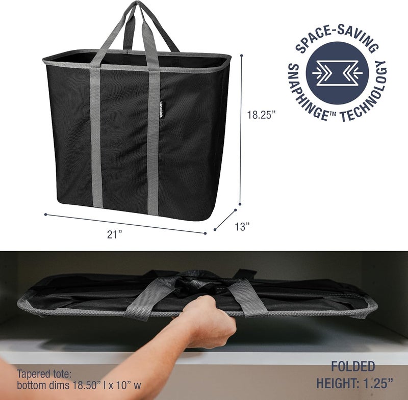CleverMade Collapsible Laundry Caddy  Midnight Black Shadow Gray 2Pack 64L  Foldable Storage Organization Container for Clothes Laundry Room Storage - Image 2