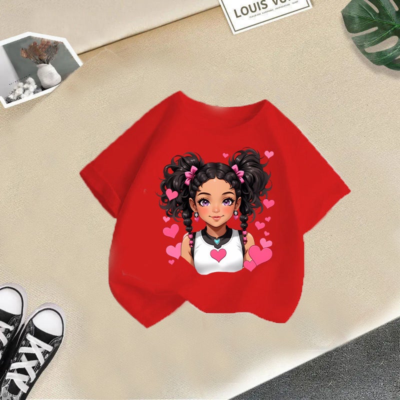 New Product Children'S Cute Cartoon Print T-Shirt Girls Short-Sleeved 2026 New Fashion Summer Children'S Clothing - Image 1