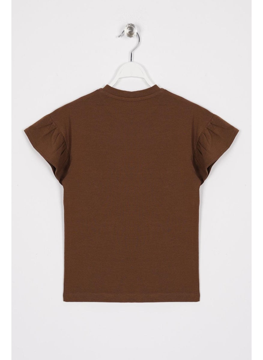 WEWE Ruffle Sleeves Text Printed Brown Girl T-shirt  - Image 3
