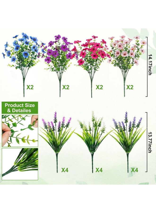 Besteek 20 Bundles Artificial Flowers for Outdoors Decoration Fake Silk Flowers UV Resistant Faux Plants Artificial Daisy Eucalyptus for Spring Summer Garden Yard Porch Window Home Decor, Mixed - Image 2