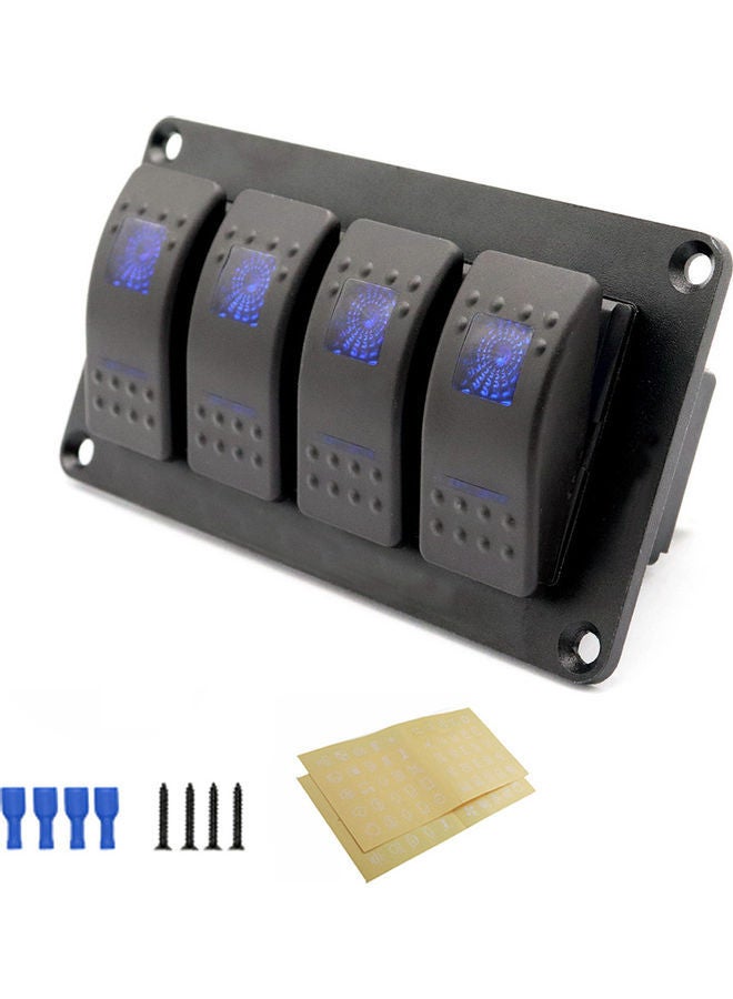 NIBEMINENT 4 Gang 5 Pin Rocker Switch Panel Waterproof On-Off Backlit Toggle Switches  - Image 1