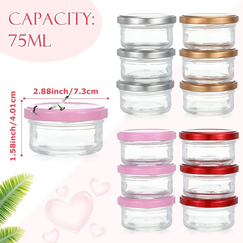 Queekay 12 قطعة 25 أونصة حاوية تتبيل السلطة للسفر حاويات تخزين الطعام الزجاجية الصغيرة مع أغطية محكمة الإغلاق برطمانات زجاجية صغيرة مقاومة للتسرب قابلة لإعادة الاستخدام لحاويات صلصة الغمس للغداء والنزهات والسفر - Image 2