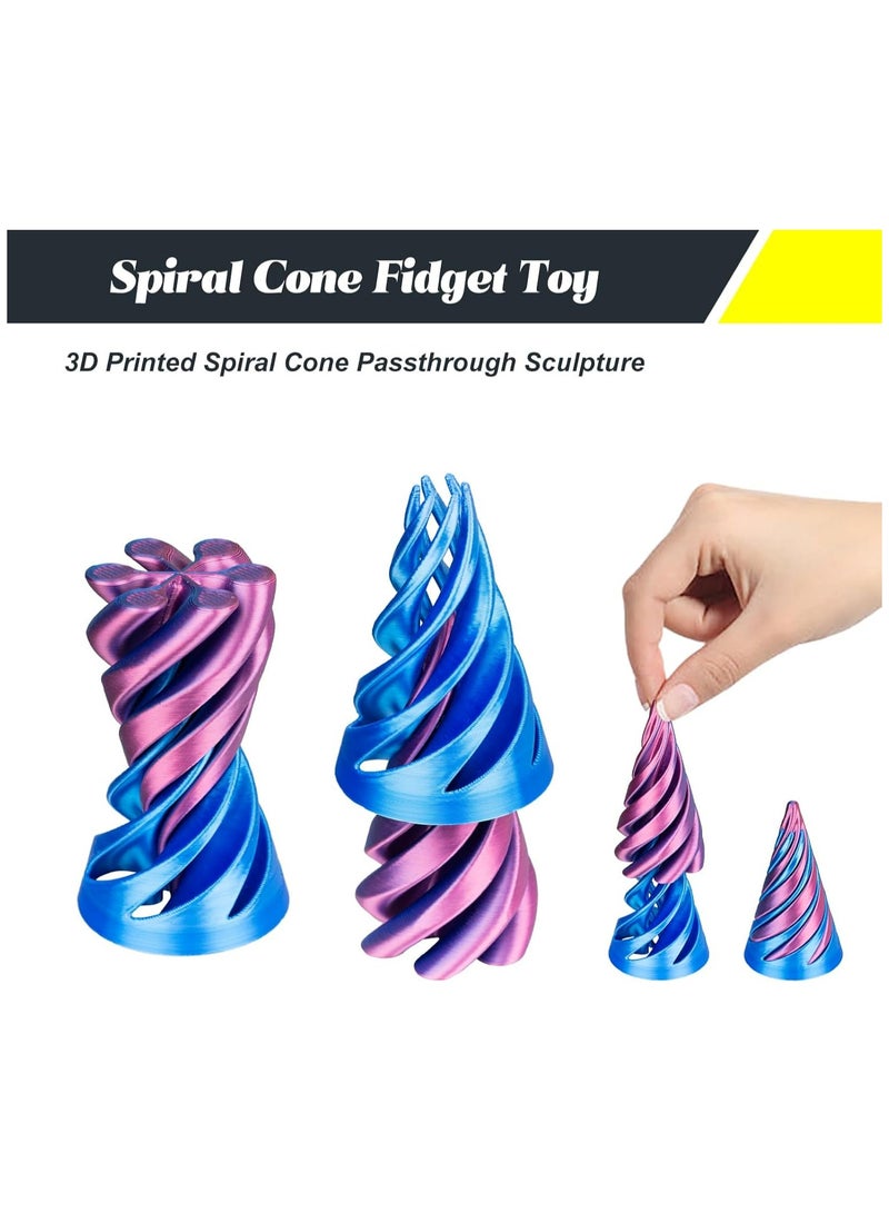 Impossible Pyramid Passthrough Sculpture 3D Printed Spiral Cone Toy Spiral Cone Fidget Toy Pass Through Pyramid Fidget Toy Stress Relief Desk Toy Pyramid Model Relax Anxiety Toy Children Adult pack of 1 random - Image 2