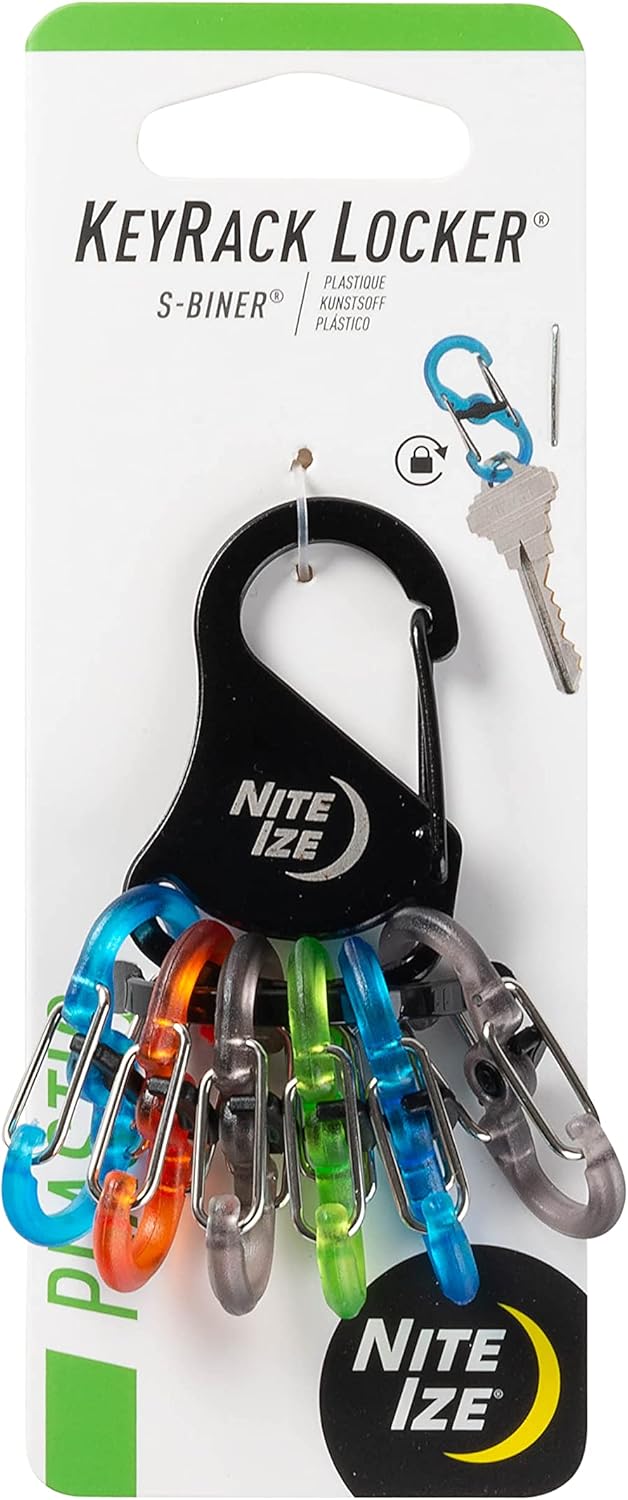 NiteIze Nite Ize KeyRack Steel SBiner  Plastic Key Carabiner Organizer with 6 SBiners  Keychain Accessories to Hold Keys Securely and Separately - Image 1
