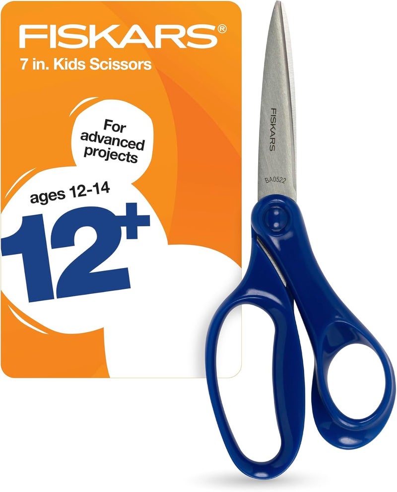 Fiskars 7 Student Scissors for Kids Ages 1214 Scissors for School or Crafting Back to School Supplies Blue - Image 1