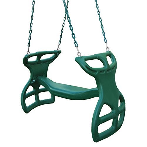 Gorilla Playsets 040037G Dual Ride Glider BacktoBack Tandem Swing Green Green Plastic Coated Chains MultiChild Swing - Image 1