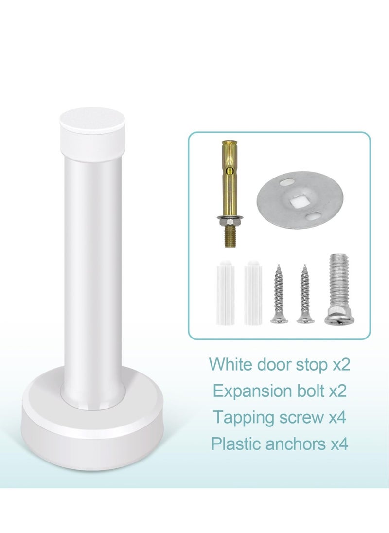 Generic Door Stops, 2Pcs 3.5 Inch White Door Stoppers, Stainless Steel Modern Doorstops with Sound Dampening Door Bumper Tips, Wall Mounted Baseboard Door Stop Metal Door Holder Wall Protector  - Image 5