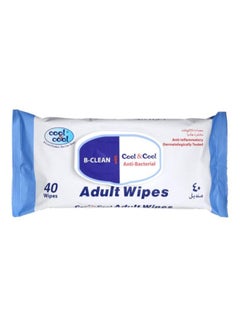 Cool Anti-Bacterial Adult Wipes for Hand and Skin - 40 Wet Wipes 