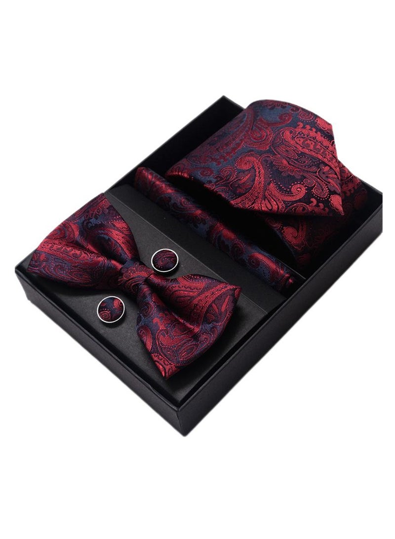 5 pcs high-end tie for men business professional formal tie bow tie cufflinks square scarf fashion accessories gift box  - Image 1