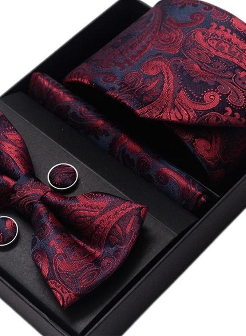 5 pcs high-end tie for men business professional formal tie bow tie cufflinks square scarf fashion accessories gift box  - Image 4
