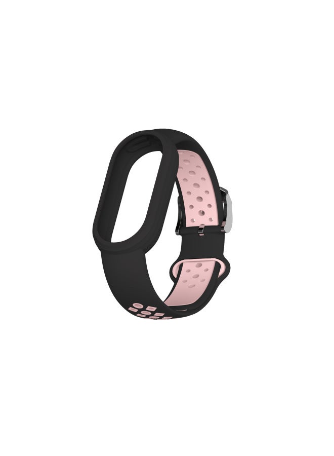 Loquat Suitable For Mi Bracelet 8 Two-color Silver Buckle Strap Smart Bracelet Nike Two-color Silicone Mi Bracelet 8-Color:Black Pink  - Image 1