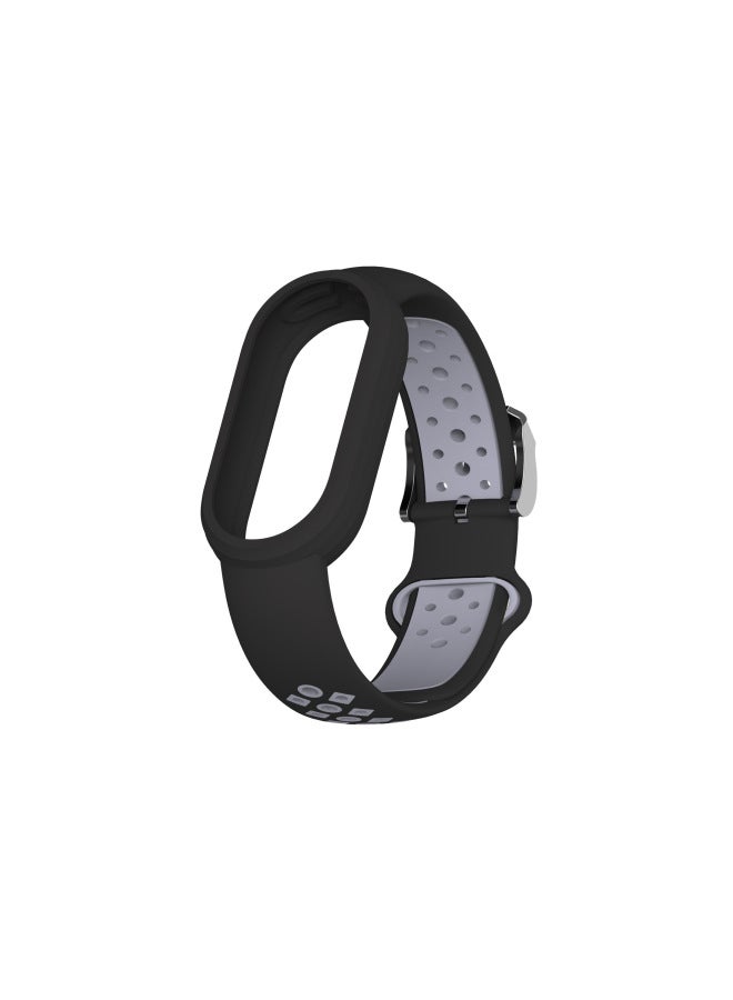 Loquat Suitable For Mi Bracelet 8 Two-color Silver Buckle Strap Smart Bracelet Nike Two-color Silicone Mi Bracelet 8-Color:Black Pink  - Image 5